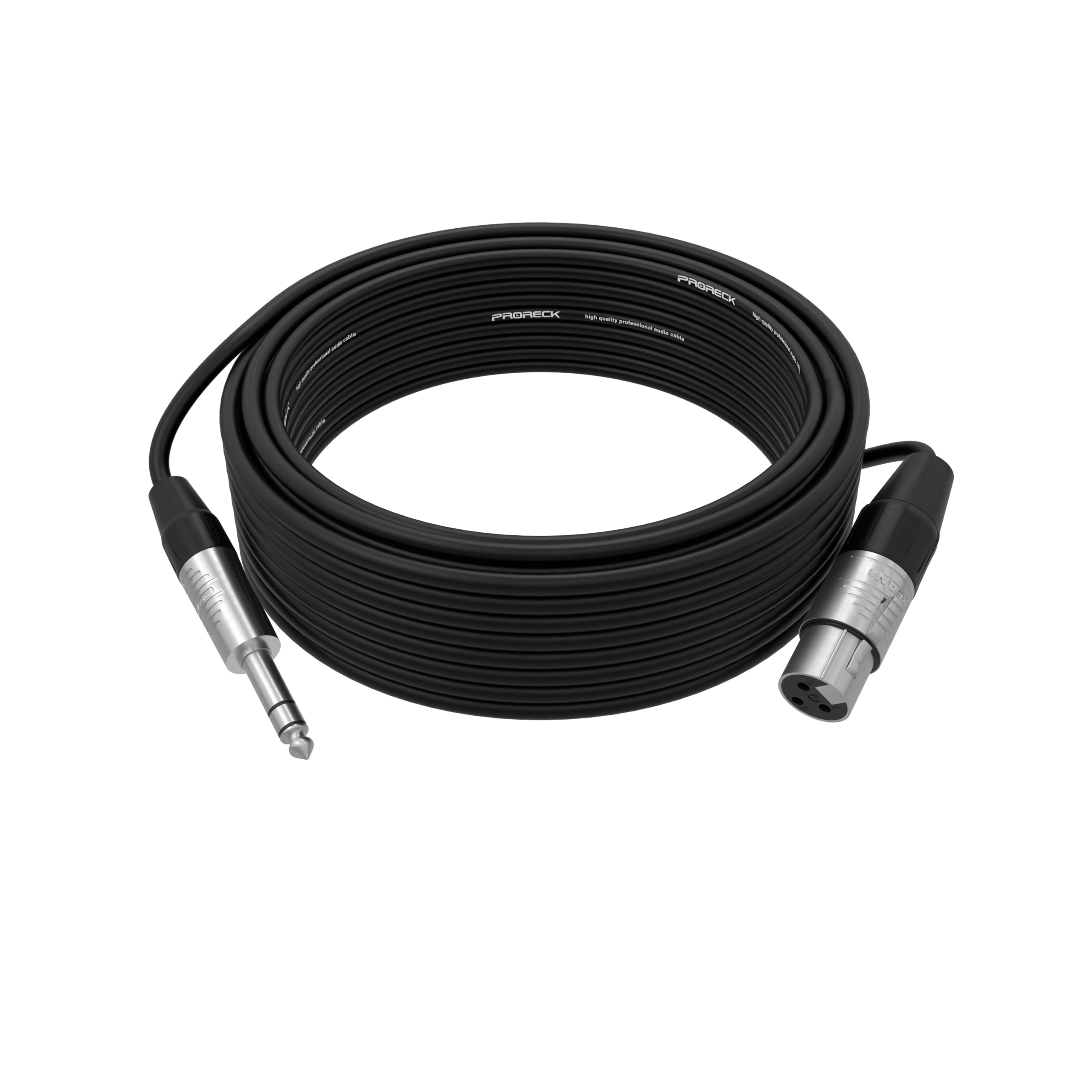 PRORECK Cavo microfono stereo da 15,2 m, XLR femmina a TRS da 1/4", connettori Rean, 20 AWG, ideale per applicazioni di palco, studio e audio dal vivo (PRS-XLRF-TRS/50FT)
