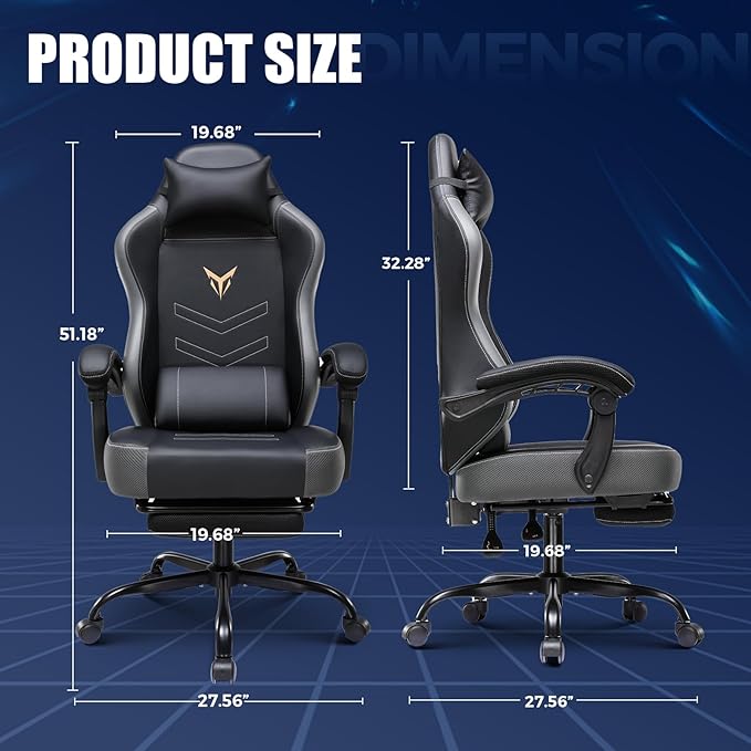 Silla Gamer Ergonómica con Reposapiés y Respaldo Reclinable miniatura 3