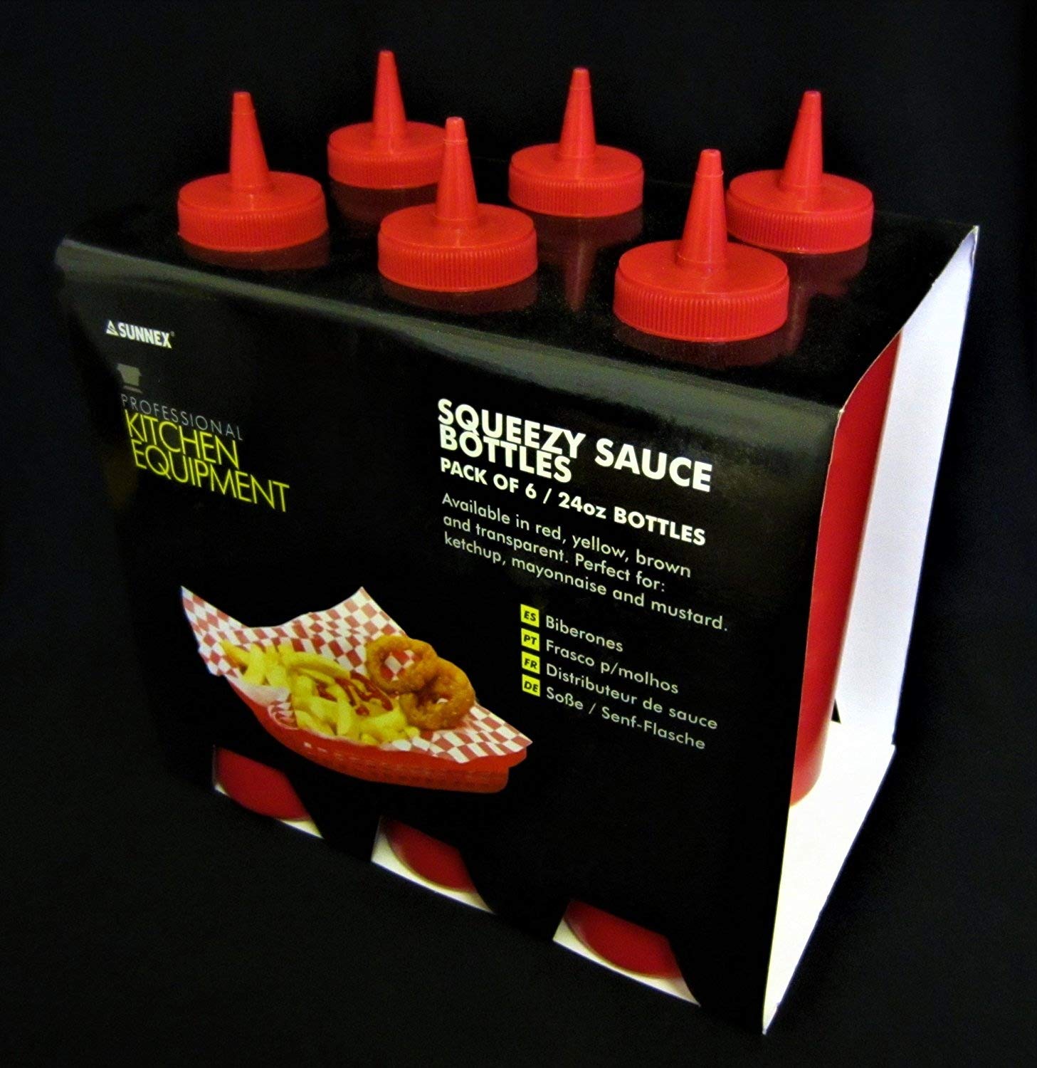 Kitchen Equipment Red Pack Of 6 Sleeves Squeezy Sauce Bottles 225Ml / 8Oz
