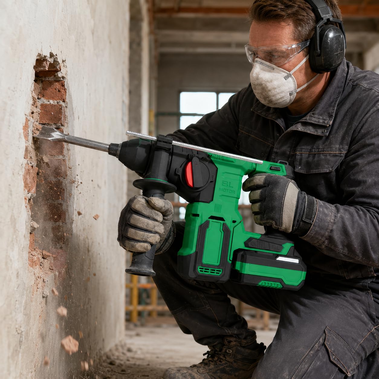PROWORK RB-BH24A Martello Perforatore Brushless 18V SDS-Plus, 2,2 J, 5500 Colpi/min, 2 Batterie 4.0Ah, 3 Modalità di Lavoro, Valigetta Professionale Inclusa