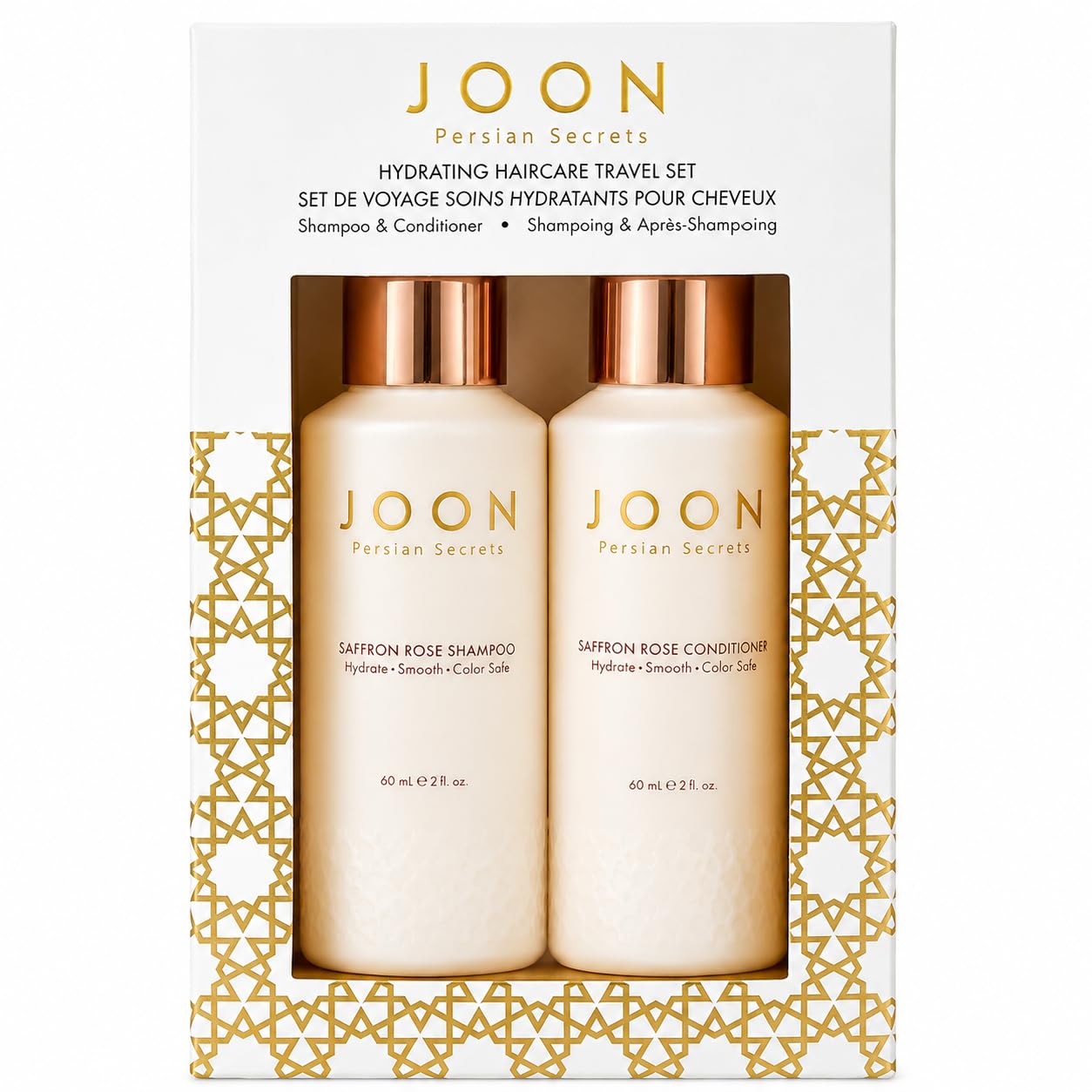 Joon Hydrating Haircare Set | Saffron Rose Shampoo + Conditioner | 2 Oz