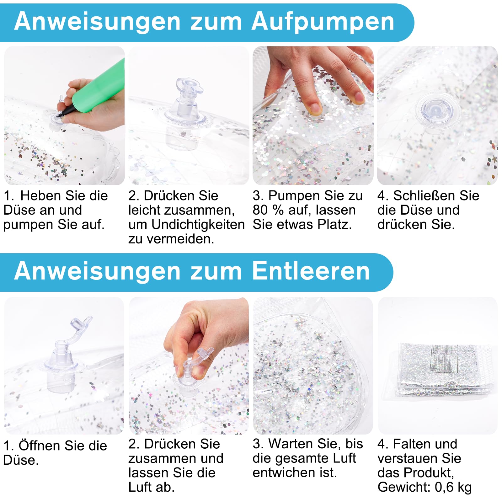 CYFIE 2 Stück Aufblasbare Wasserhängematte Erwachsene, 4-in-1 Luftmatratze Pool Wasser Hängematte Lounge Loungesessel Wasser Hängematte mit Netz, Pool Wasserhängematte Schwimmmatte