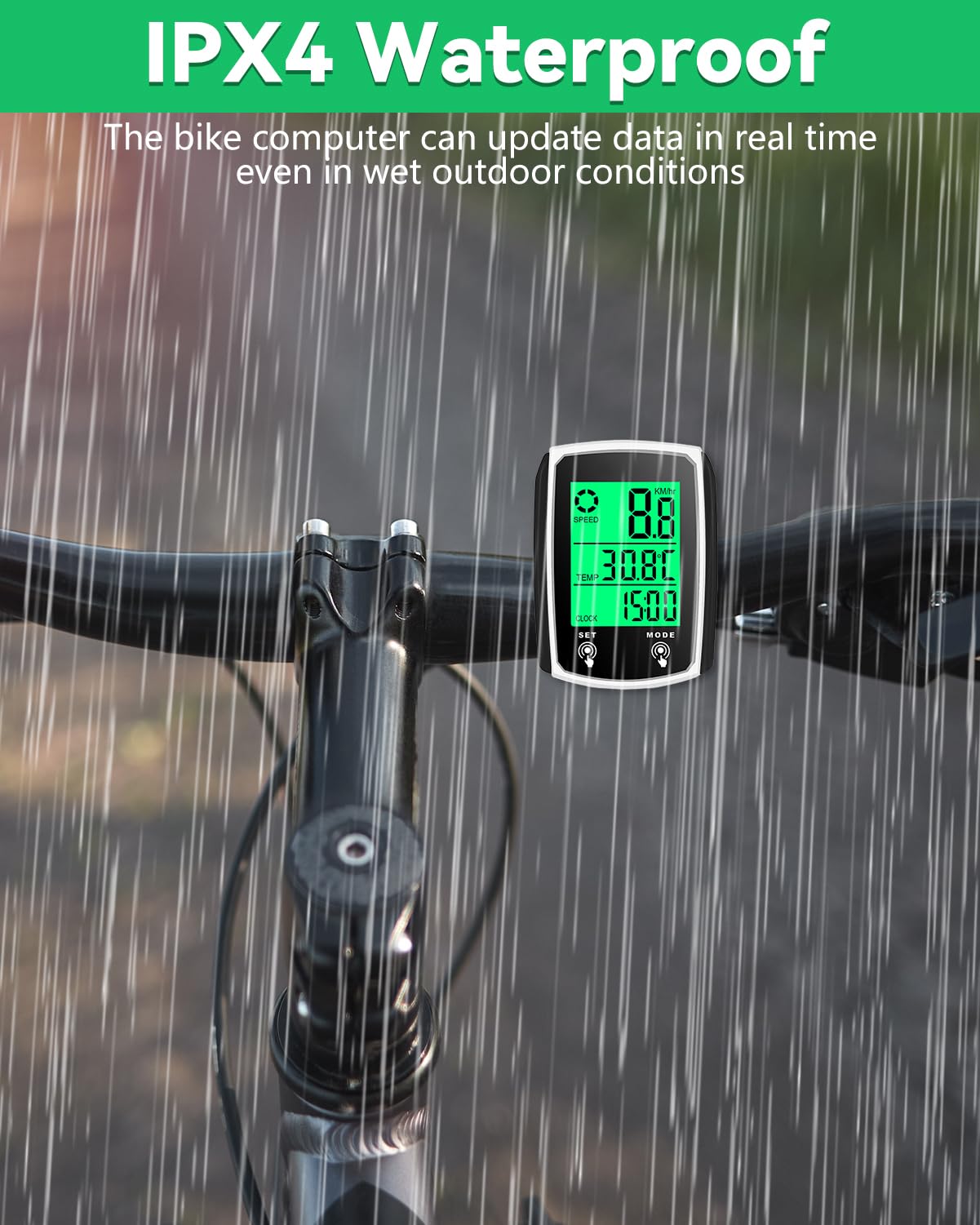 Licznik rowerowy, konwertery rowerowe z podświetlanym wielofunkcyjnym wyświetlaczem LCD, 19 funkcji, wodoszczelność IP65, komputer rowerowy, automatyczne uruchamianie/wyłączanie, licznik kilometrów