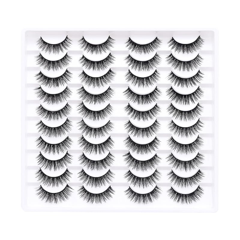 Azenlo Cílios Postiços 3D Efeito Gatinho 14 mm, Estilo 20-062, Pacote com 20 Pares