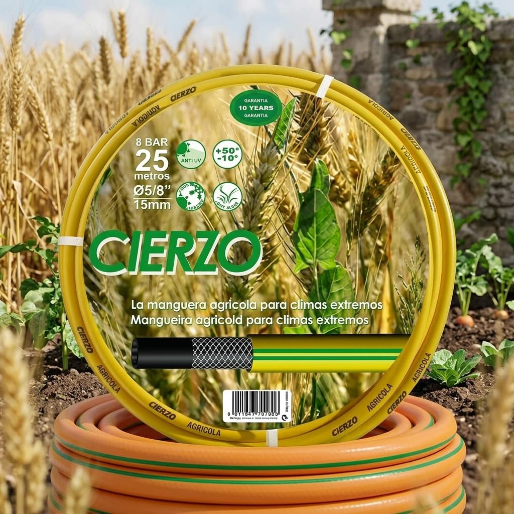 Kit Manguera de Jardín Cierzo 19 mm 3/4'' | 20 Metros + Accesorios | Manguera para Riego | Kit Completo de Accesorios de Jardín | Resistente y Flexible para Uso Doméstico