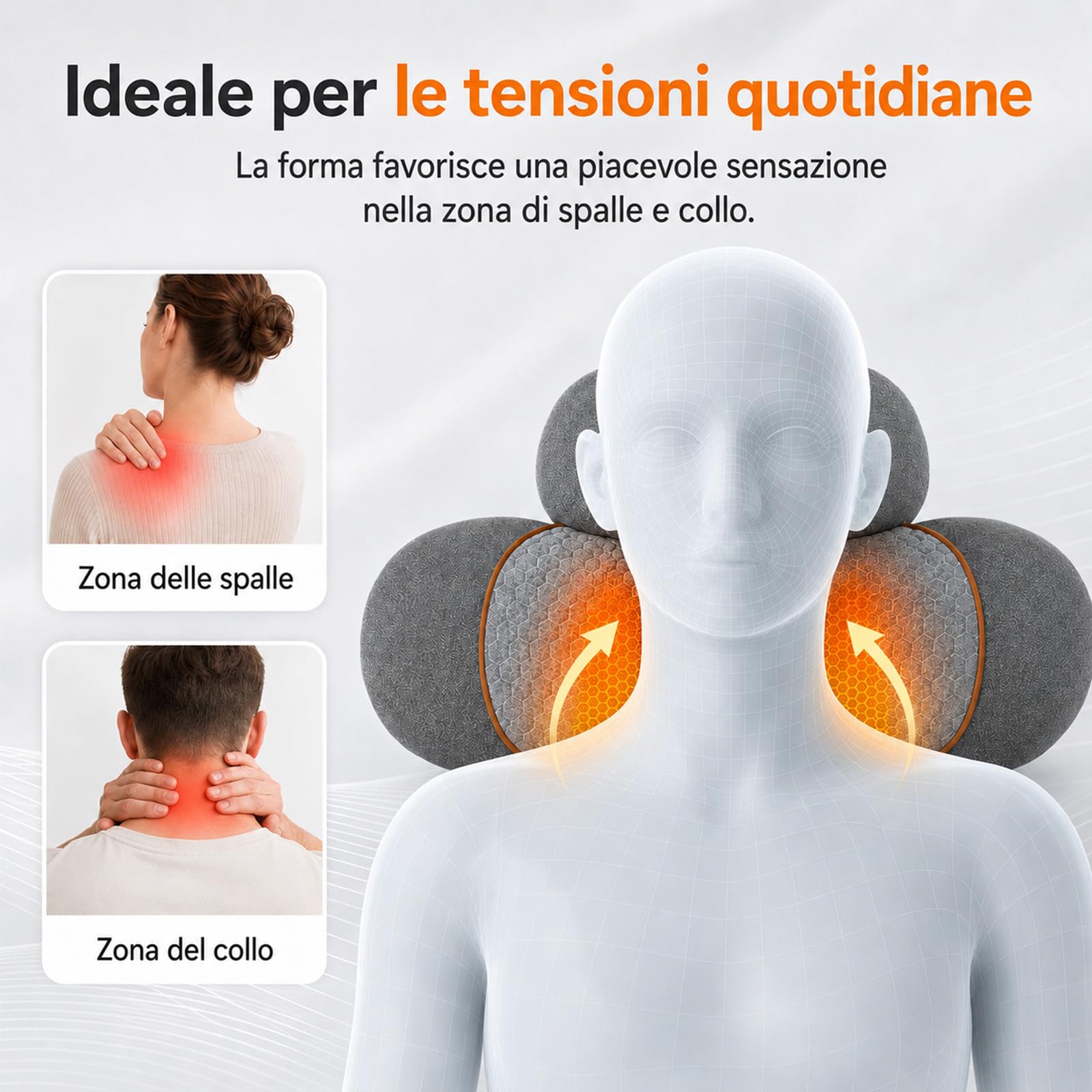 Elitary Reset Cuscino Massaggiante, Elitary Reset Cervicale (Grigio)