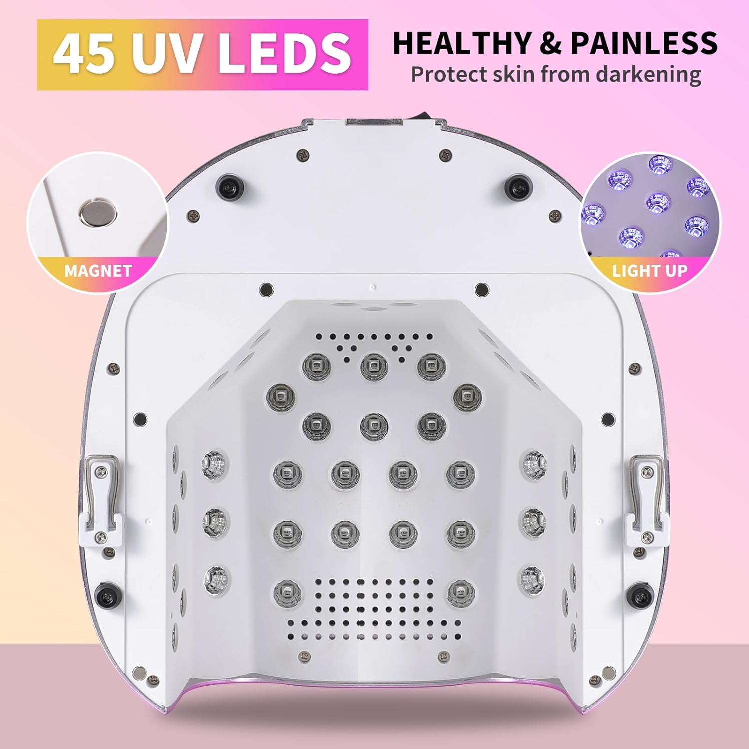 LIMEGIRL Cordless Gel Nail Dryer - 126W Fast Curing UV Light for Nails with 45 Lamp Beads, Metal Mirror Base & Professional Manicure Pedicure Large Size, Portable Rechargeable Gel Lamp for Salon Use