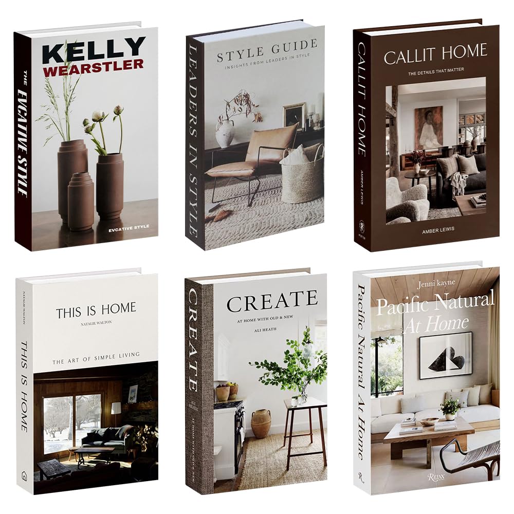 Faux Decorative Books for Display, Hollow Fake Books for Home Decor, Foldable Hardcover Faux Book Set for Coffee Table, Shelf, Living Room, Bedroom, Set of 6