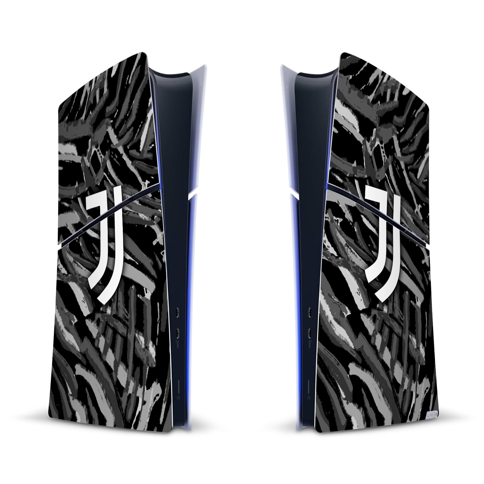 Head Case Designs Licenza Ufficiale Juventus Football Club Pennello Astratto Arte Vinile Sticker Gaming Pelle Adesivo Compatibile con Sony Playstation 5 PS5 Slim Digital Edition Console