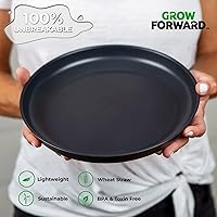 Vista 4 de Grow Forward Platos de paja de trigo prémium – Juego de 8 platos de plástico duro reutilizables de 10 pulgadas – Platos irrompibles aptos