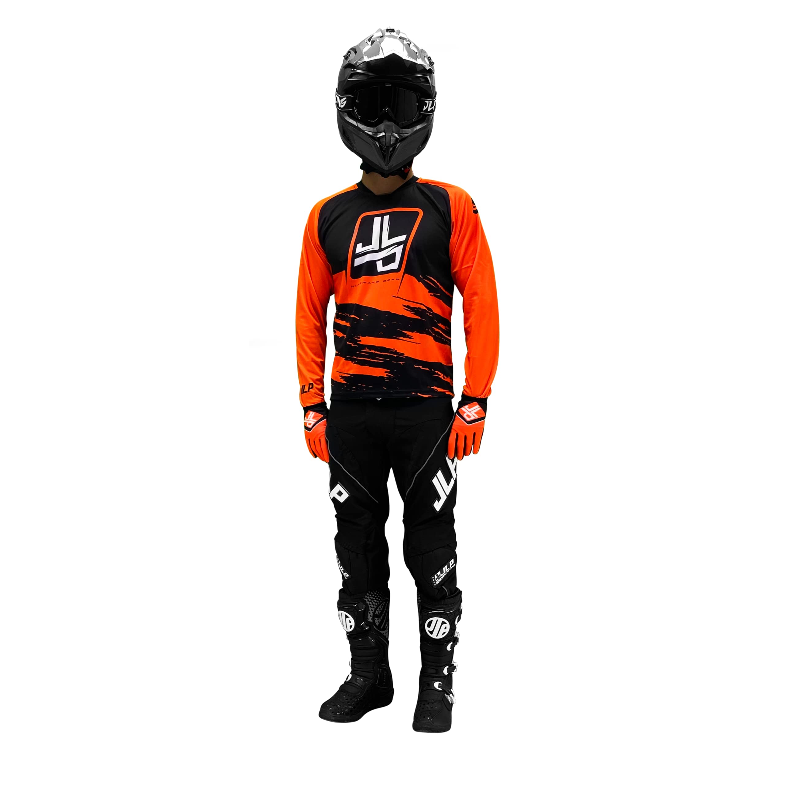 JLP RACING Tenue Enfant Pantalon Maillot Gants Moto Cross Quad Enduro VTT BMX MTB Enfant Snatch Orange Fluo M