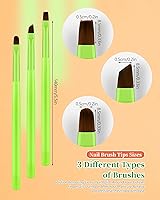 Vista 6 de 3 piezas de cepillo de limpieza de esmalte de uñas, cepillo de uñas resistente a la acetona redondo, plegable y en ángulo para removedor de esmalte