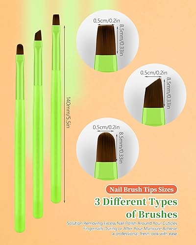 Miniatura 6 de 3 piezas de cepillo de limpieza de esmalte de uñas, cepillo de uñas resistente a la acetona redondo, plegable y en ángulo para removedor de esmalte