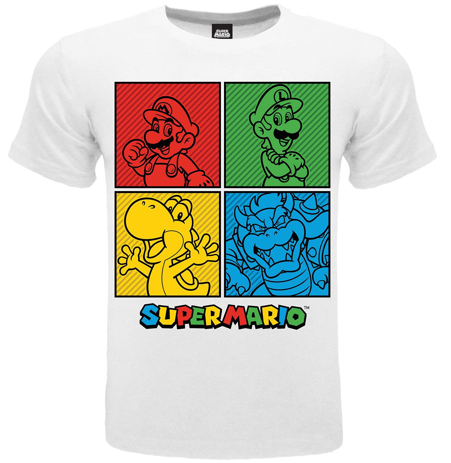 BLTT-Shirt Super Mario Official Mario Luigi Yoshi Bowser 4 Dials White T-Shirt Original.