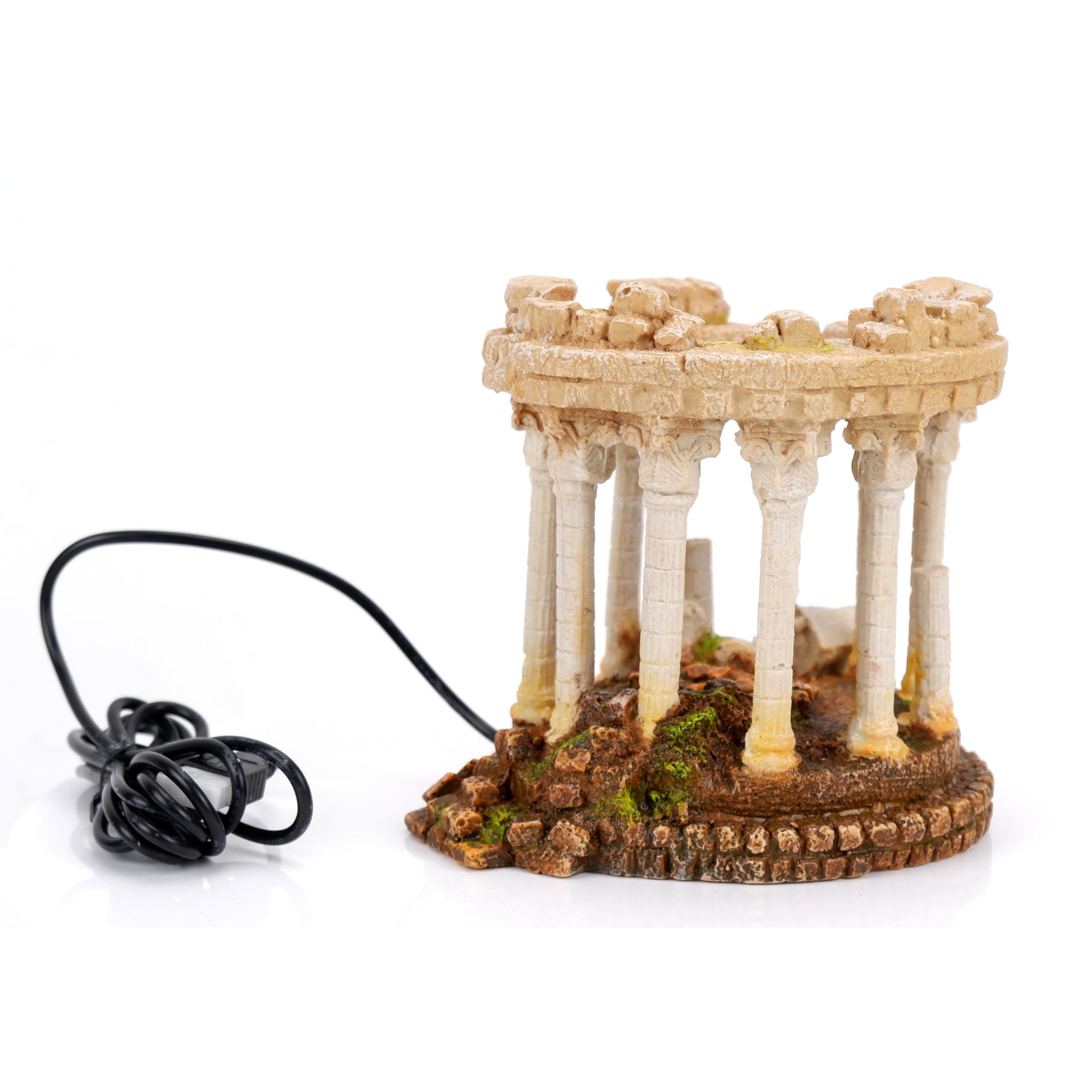 CLASSIC Ancient Column Amphitheatre Aquarium Ornament with LED - Greek Ruins Fish Tank Decoration - 148 x 128 x 137mm