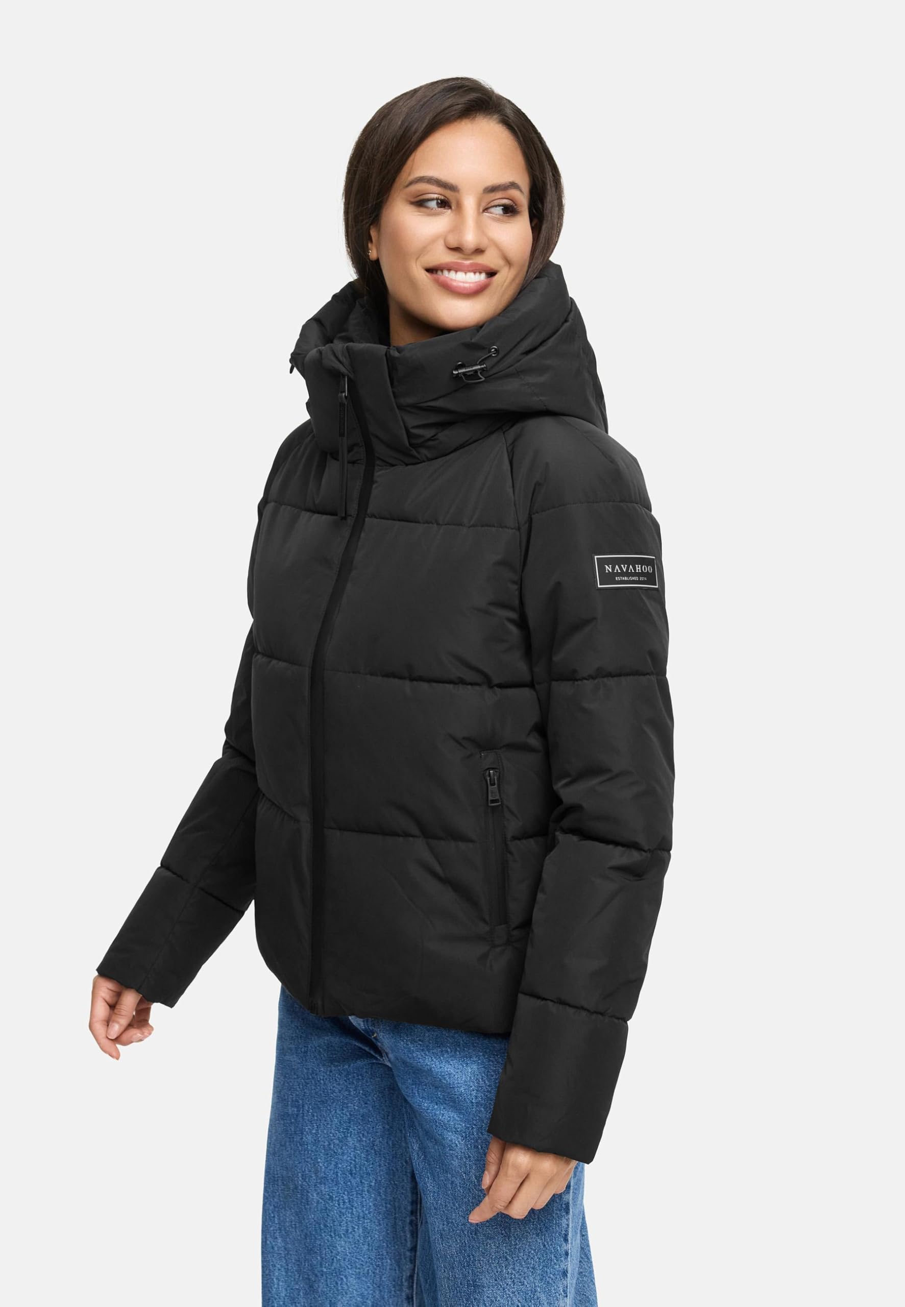 Navahoo Damen Winterjacke warme Steppjacke mit abnehmbarer Kapuze Frostherz XIV XS-XXL