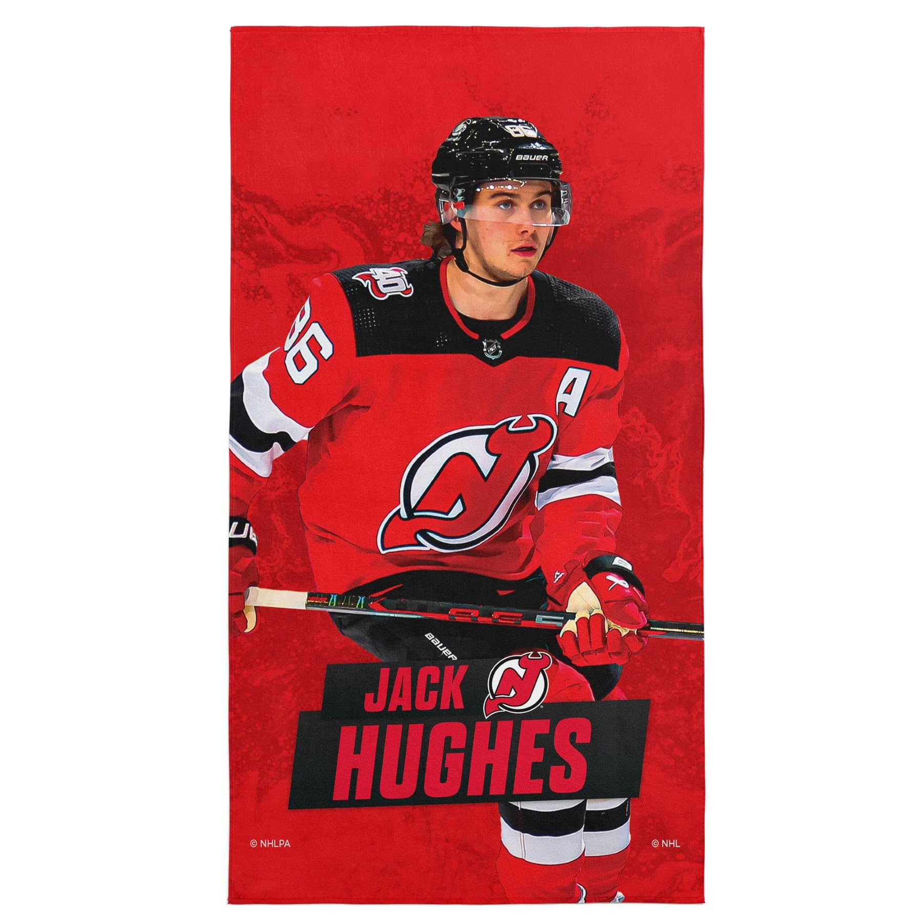 Northwest NHL New Jersey Devils Beach Towel, 30" x 60", Jack Hughes