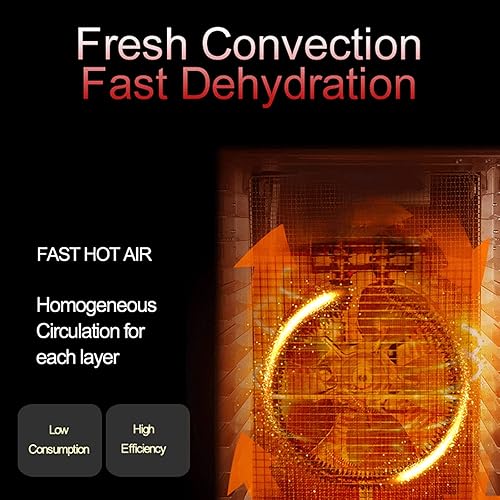 Miniatura 8 de Máquina deshidratadora de alimentos comercial de 16 bandejas – Marco de acero inoxidable, temporizador y control de temperatura, doble capa de