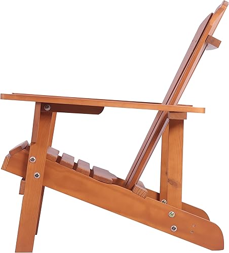 Miniatura 4 de Silla Adirondack de madera maciza para patio trasero, jardín, césped, porche, color beige
