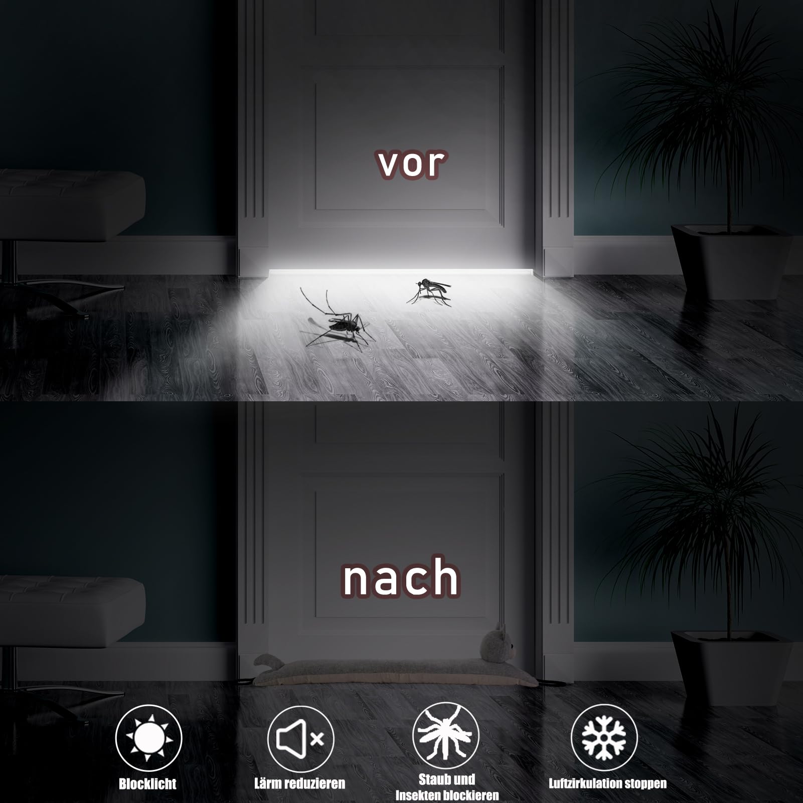Unter Tür Zugluftstopper Dekorative Windstopper 91cm für Fenster, beschwert Tier Luft Zugluftstopper Schlange Lärm Blocker für unten an der Tür mit hängenden Schlaufen - Graue Katze