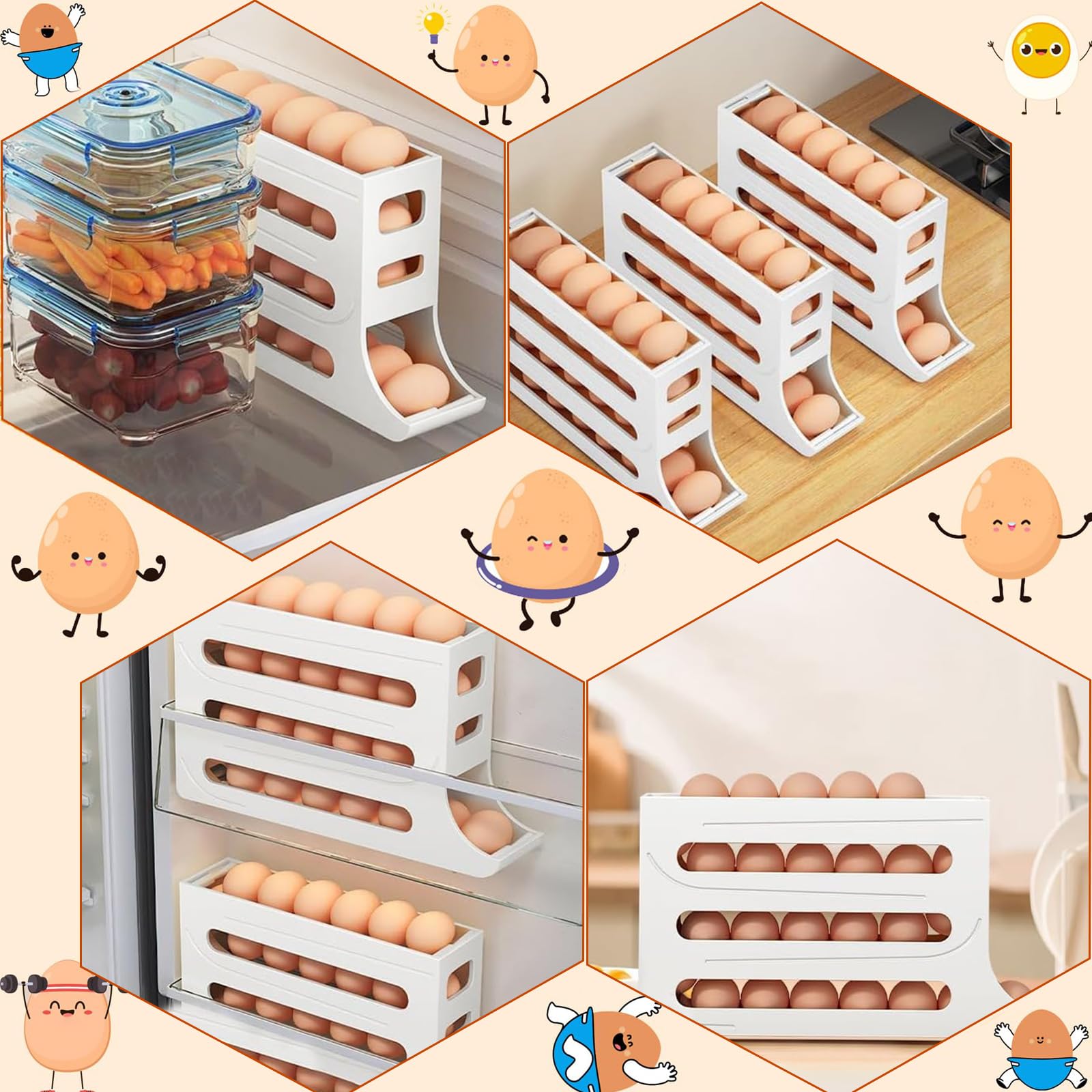Organizador Nevera de 30 Huevos, Dispensador para Frigorifico con Diseño Práctico, Ideal para Mantener el Orden en la Cocina