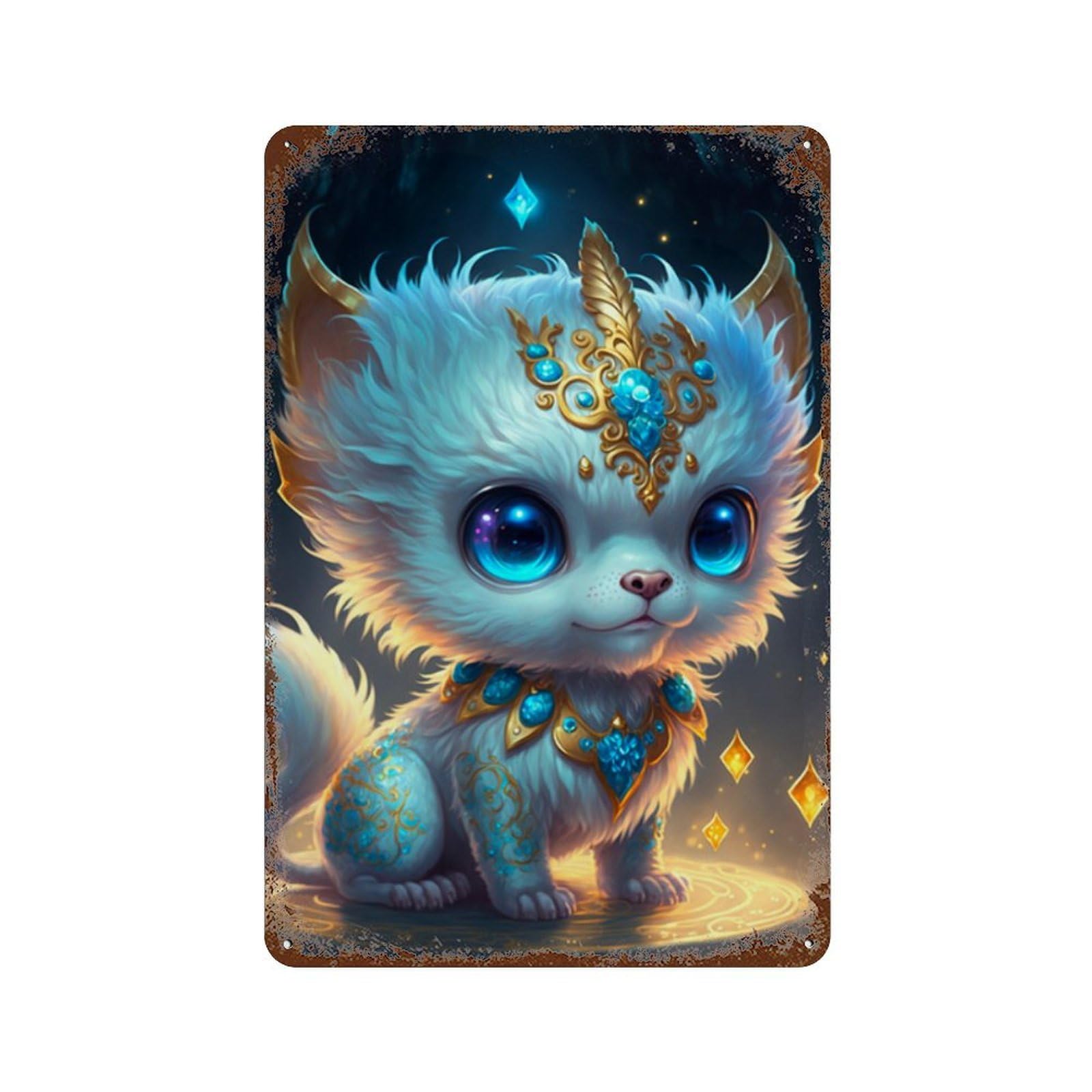 Enchanted Fantasy Creature Artwork Decorative Tin Sign 11.8"x7.9", Vintage Wall Decor for Garage, Pub Or Kitchen