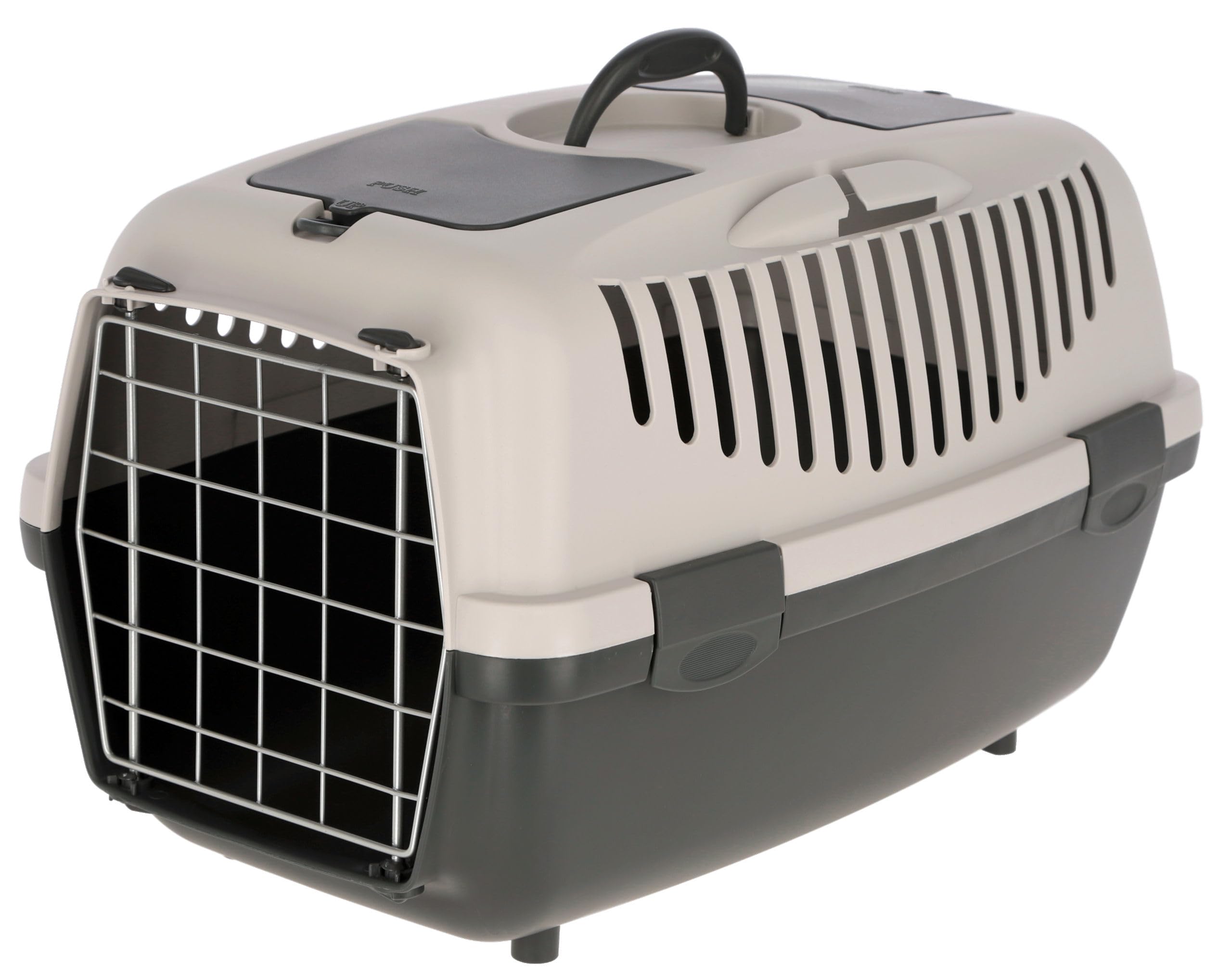 Kerbl Stefanplast Caja de Transporte Gulliver, Caja para Mascotas, Gris Claro, Gris Oscuro, 55x36x35cm, plástico, para Gatos y Perros, con Ranuras de ventilación