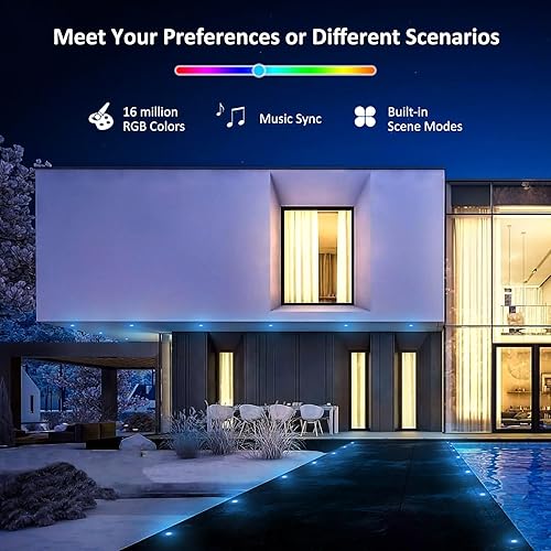 Miniatura 4 de INDARUN 1.22 Iluminación de cubierta, luces LED empotrables para exteriores, impermeable, 12 V, bajo voltaje, lámpara de cubierta RGB con control