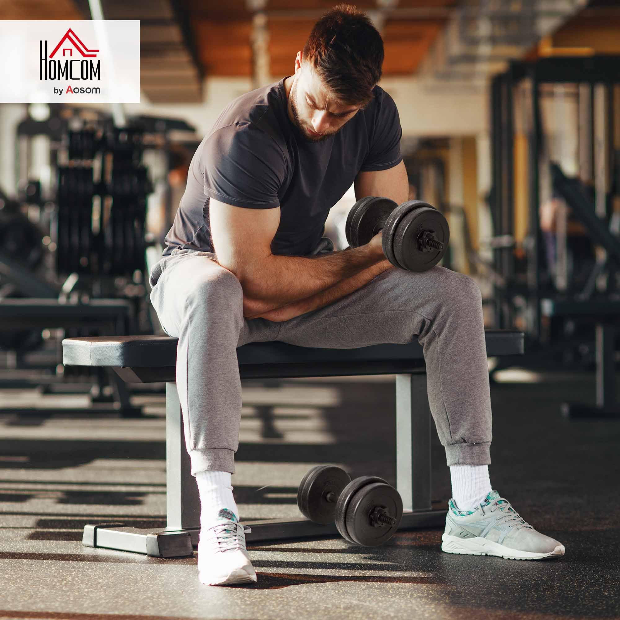 HOMCOM Set Manubri Palestra 20kg (4x2.5kg, 4x2kg), Pesi Palestra con 8 Dischi da 2kg, 2.5kg, Ø25mm, per Allenamento a Casa