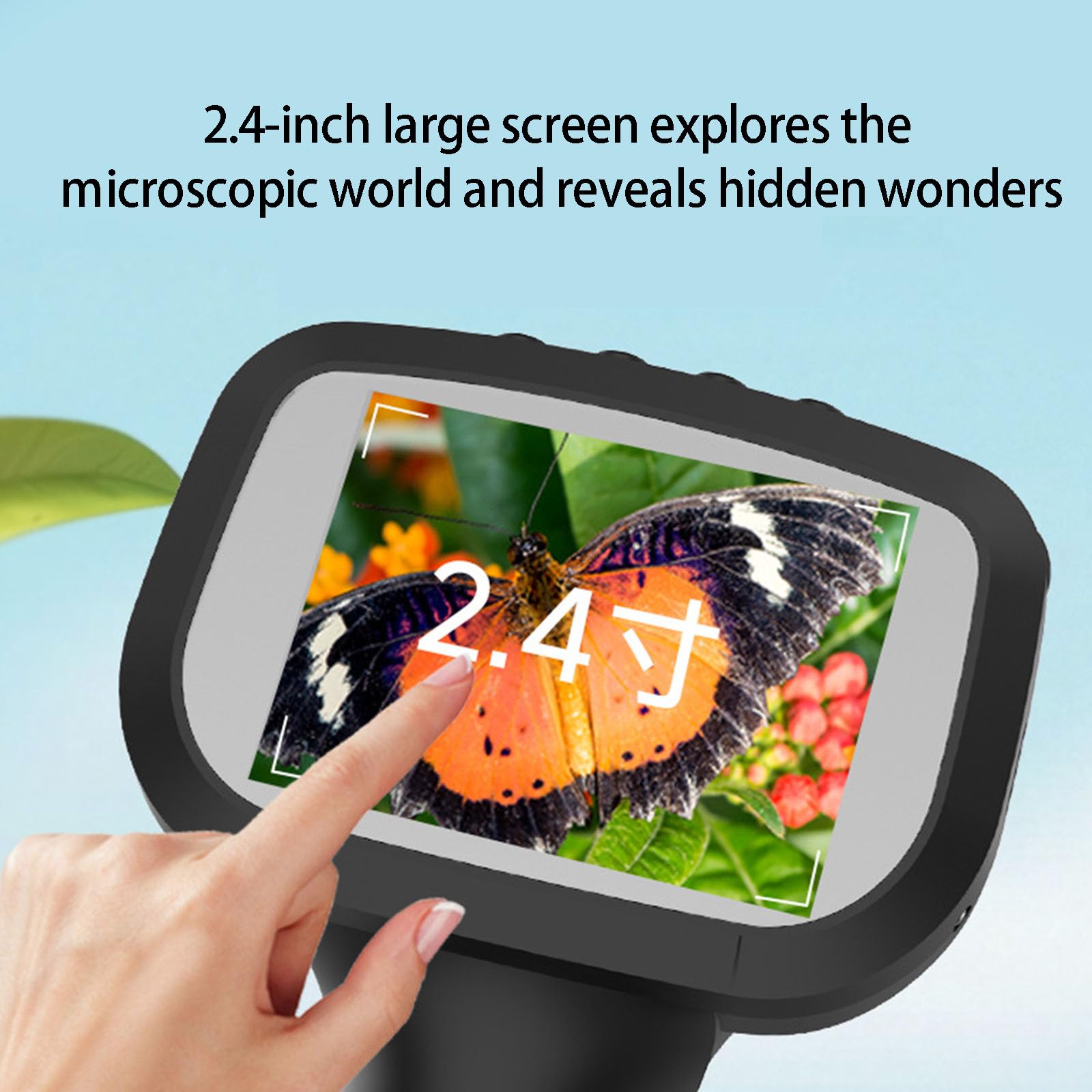 Microscopio digital de mano con cámara de 200 MP y luz LED ajustable, fácil de transportar para observación detallada, microscopio USB con pantalla