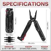 Vista 7 de WETOLS Multiherramienta con cuchillo de bolsillo, alicates de punta de aguja de acero inoxidable 27 en 1 con destornilladores, herramienta multiusos