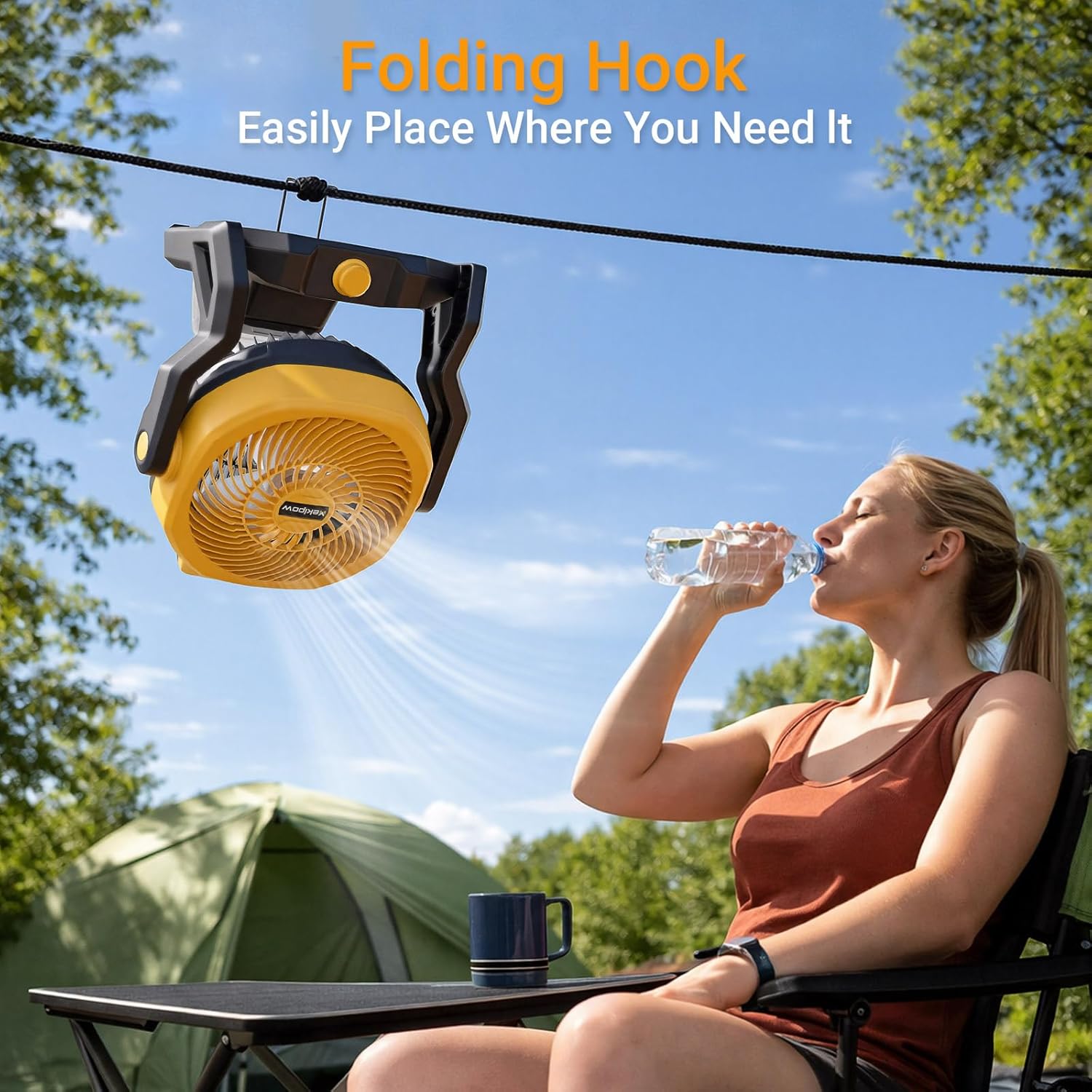Battery Powered Fan Compatible with Dewalt 20V Max Battery, 750 CFM Cordless Jobsite Fan with AC Adapter, Brushless Motor Portable Shop Fan for Camping, Garage, Workshop, Outdoor (Tool Only)