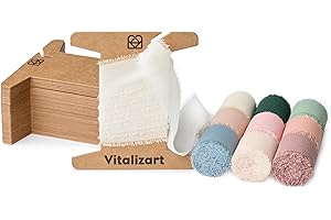 Vibrant Touch: Vitalizart 1"x18Yd Chiffon Silk Ribbon and Fringe Fabric Set