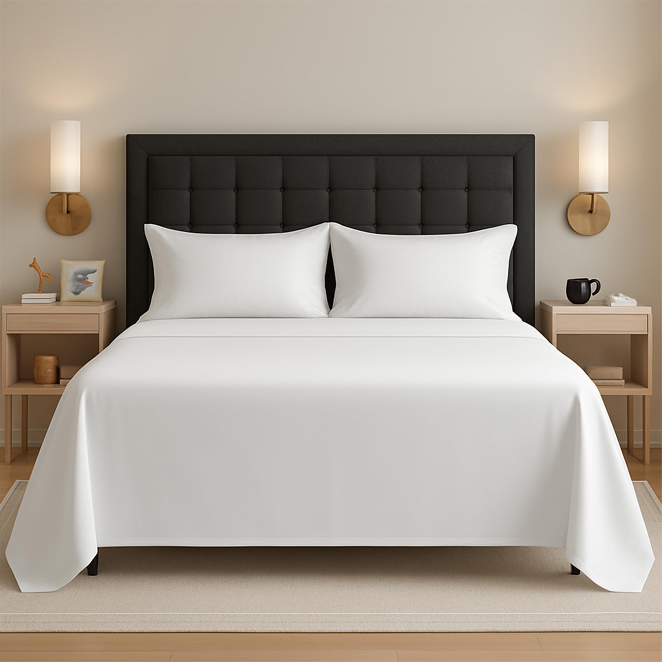 Egypto White Easy Care Super King Flat Sheet – Breathable & Hypoallergic Flat Sheets – Shrinkage & Fade Resistant Flat Bed Sheet