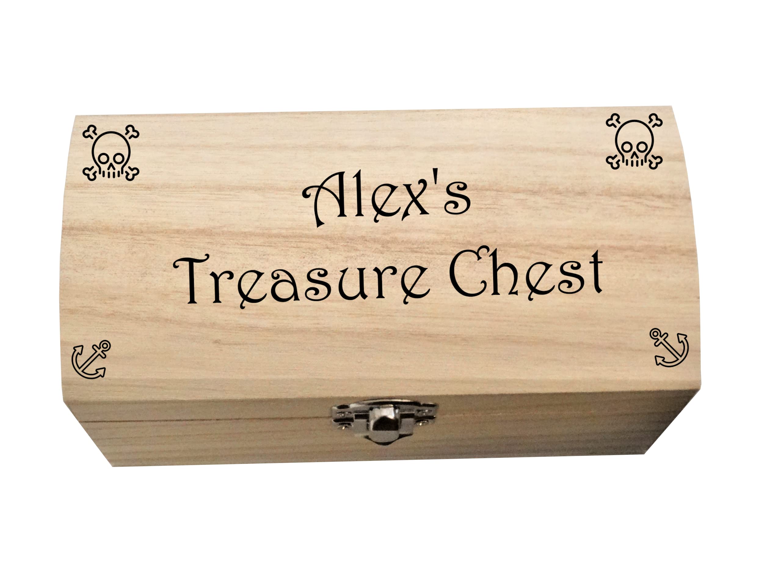 Personalised Wooden Keepsake Box Gift, Pirate Treasure Chest Gift For Child, Trinkets Collectibles Memory Box