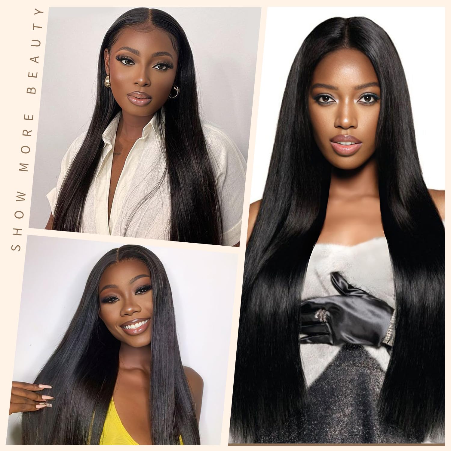 34 Inch Straight Lace Front Wigs Human Hair Pre Plucked 200 Density 13x4 HD Transparent Lace Front Wigs Human Hair Glueless Wigs Human Hair Straight Lace Frontal Wig Natural Black with Baby Hair