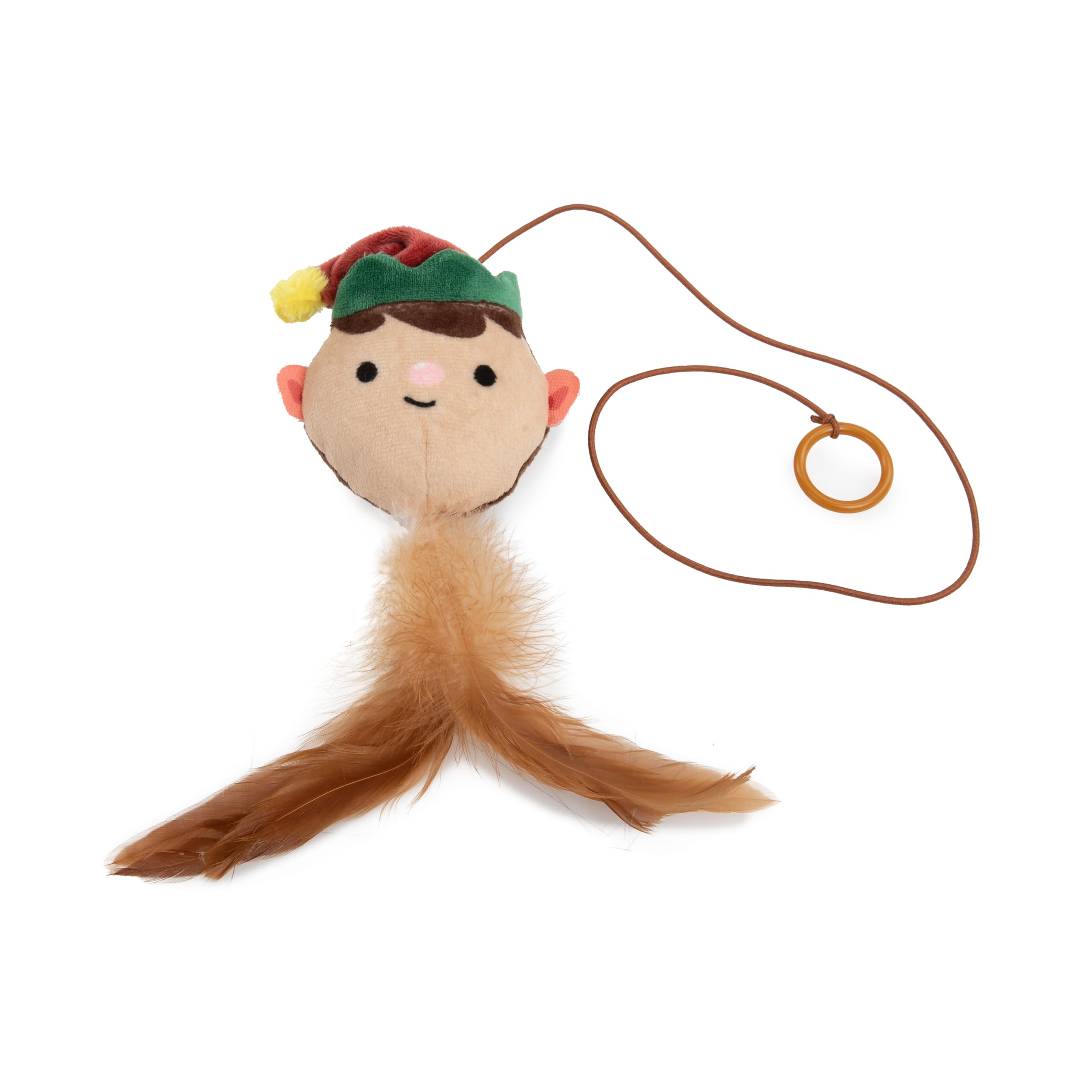 Petface Elie Elf Plush Teaser Christmas Cat Toy with Catnip, Festive Interactive Wand for Holiday Playtime (Pack of 1)