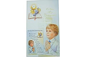 Spiritual Keepsake: First Holy Communion Greeting Card for Boys with Prayer Card Remembrance