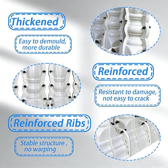 5 Pack 90cm Height ABS Reinforced Concrete Railing Molds, Industrial Grade Cast-in-Place Balcony Fence Molds, Reusable Heavy Duty Casting Moulds for Villa Yard Garden Construction (Lotus)