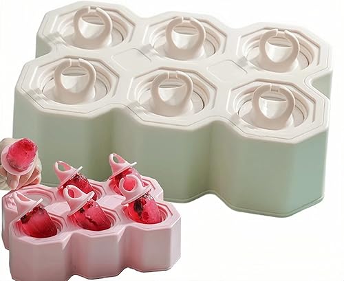 Summer Time - Juego de 6 moldes de silicona para hacer paletas de helados, moldes de helado congelados, accesorios de cocina, fácil liberación,