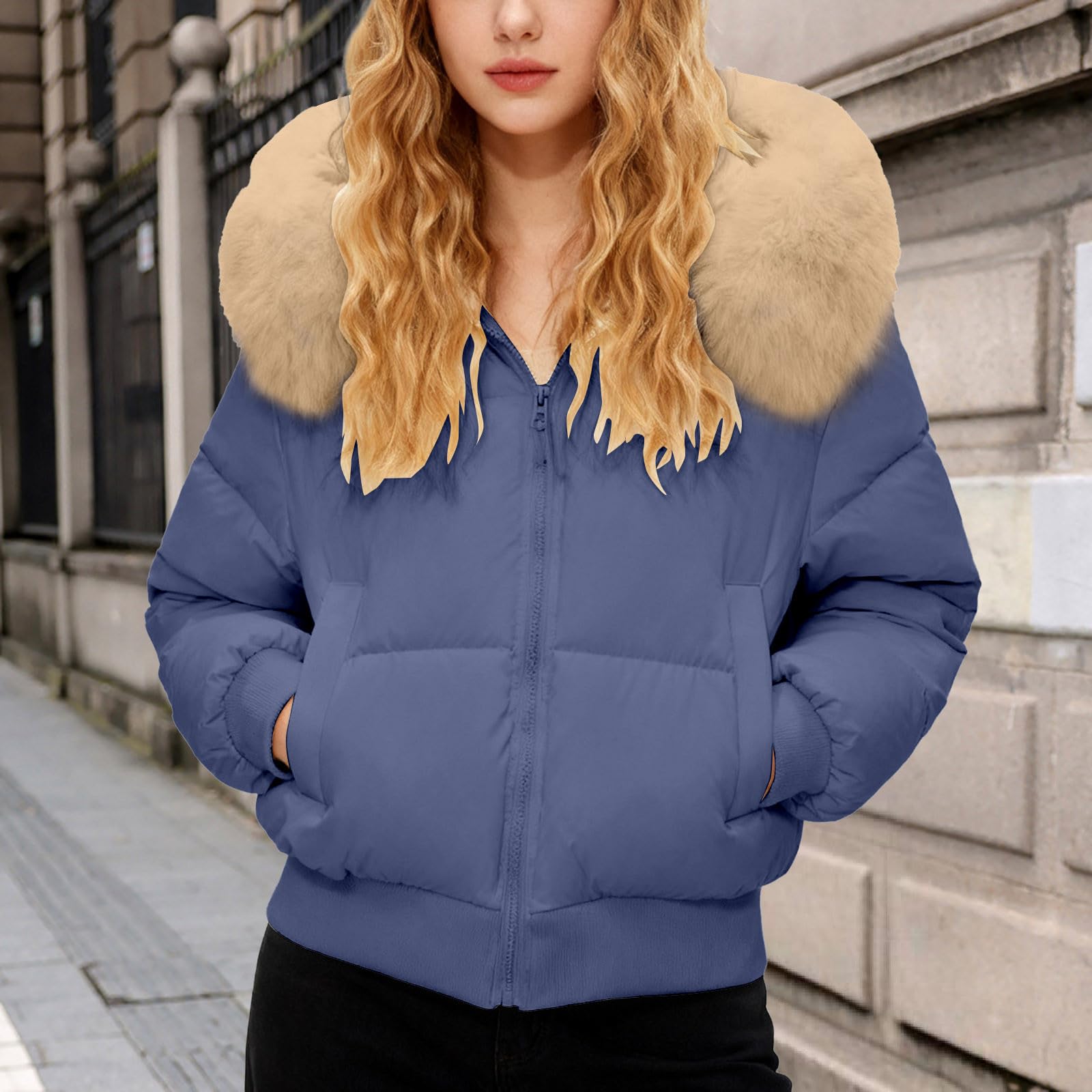 Genérico Chaqueta cálida para mujer,Termica Parka Jacket Ligera Moda Plumiferos con cremallera completa ropa exterior básica monocolor de entretiempo otoño e invierno