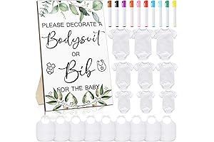 DIY Baby Bodysuit Bib Game, 35 pcs Personalized Baby Shower Games Bottle Chug Sign Decorations