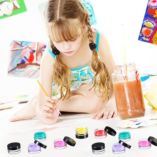 Miniatura 6 de Uiifan 240 recipientes de plástico vacíos de 0.11 oz para muestras con tapas y espátulas, pequeños tarros de cosméticos redondos transparentes con