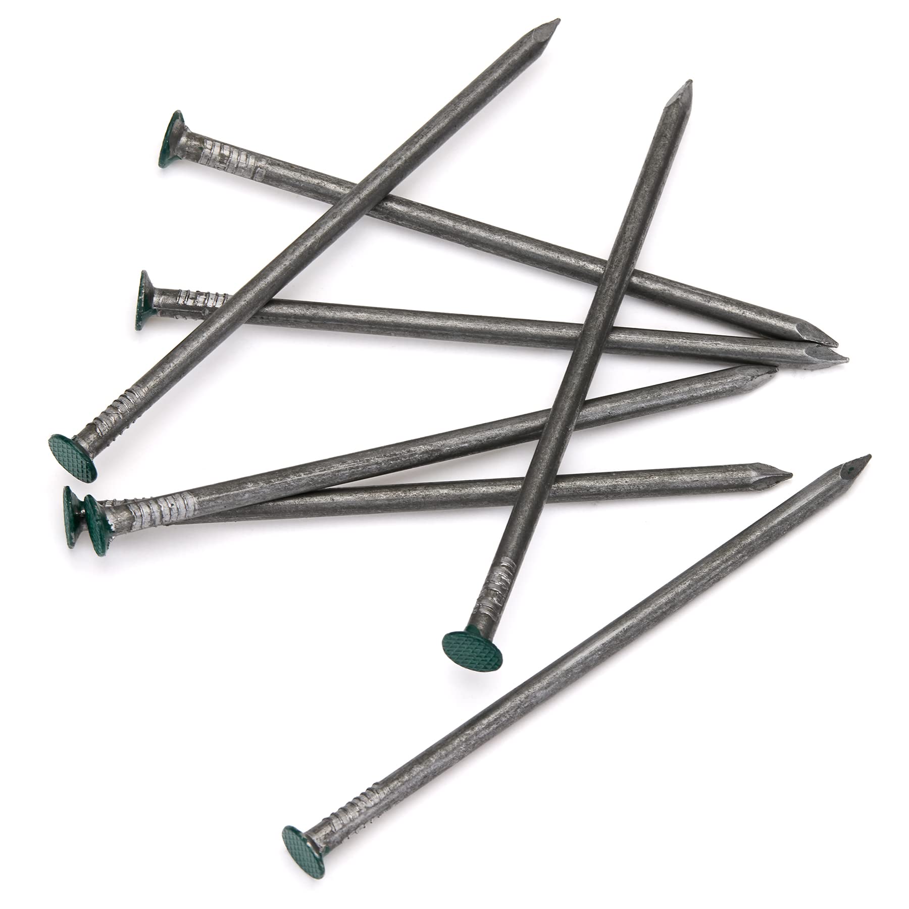 Flandria Zestaw 100 gwoździ do mocowania trawnika syntetycznego, zielona przyciemniona płaska głowica, średnica 5,5 x długość 140 mm, CTPG100