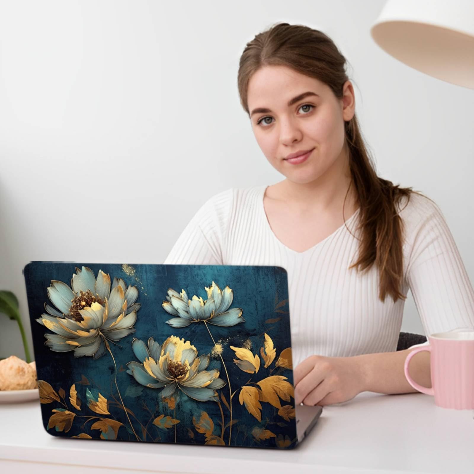 Estuche para Nuevo MacBook Air 15 Pulgadas 2025 2024 2023 Modelo M4 A3241 M3 A3114 M2 A2941 con Pantalla Líquida Retina, Funda in Plastica & Cubierta del Teclado, Flor Pintada al óleo