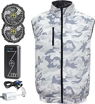空調作業服 空調服　空調ベスト ファン バッテリー　迷彩　2XL　新品、未使用 Amazon.co.jp: [MIOZUKI] ベスト 空調作業服 98L/s対応 2023年