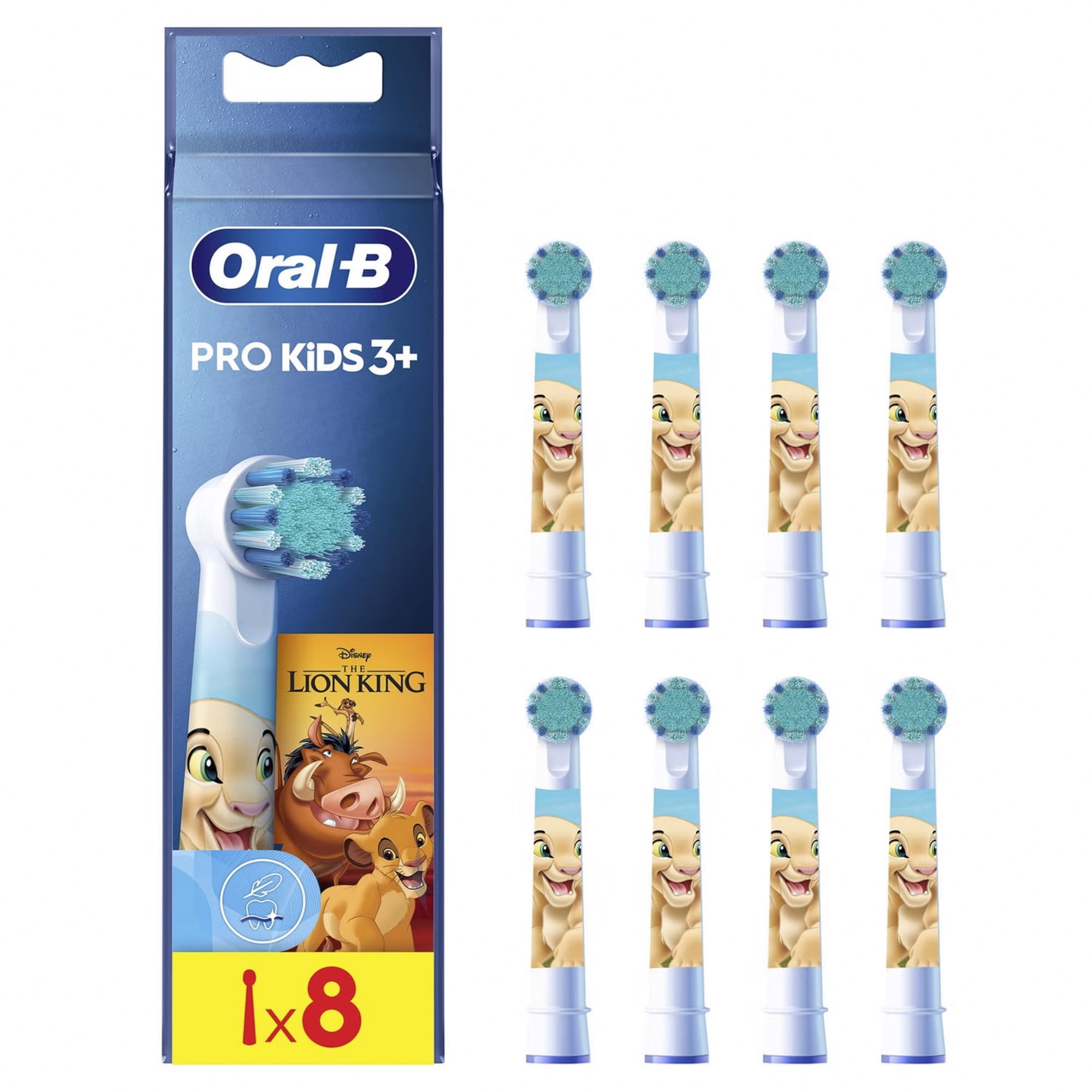 Oral-B Pro Kids King of Leon – Cabezales originales para cepillo de dientes eléctrico, cerdas extra suaves, cepillo de dientes Oral-B para niños a partir de 3 años, color blanco, 8 unidades