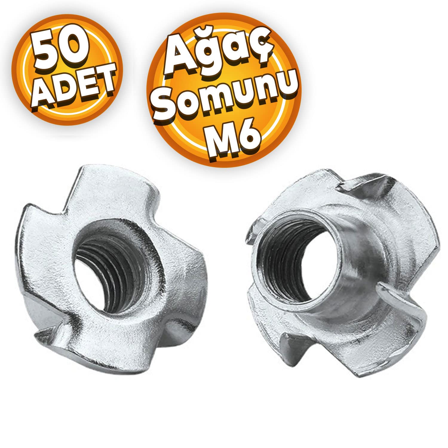 Badem10 Çakma Ağaç Somunu M6 Çinko (50 ADET)