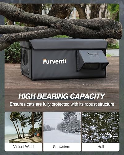 Miniatura 3 de Casa para gatos climatizada para exteriores en invierno, extremadamente aislada y resistente a la intemperie, refugio para gatos con aleros