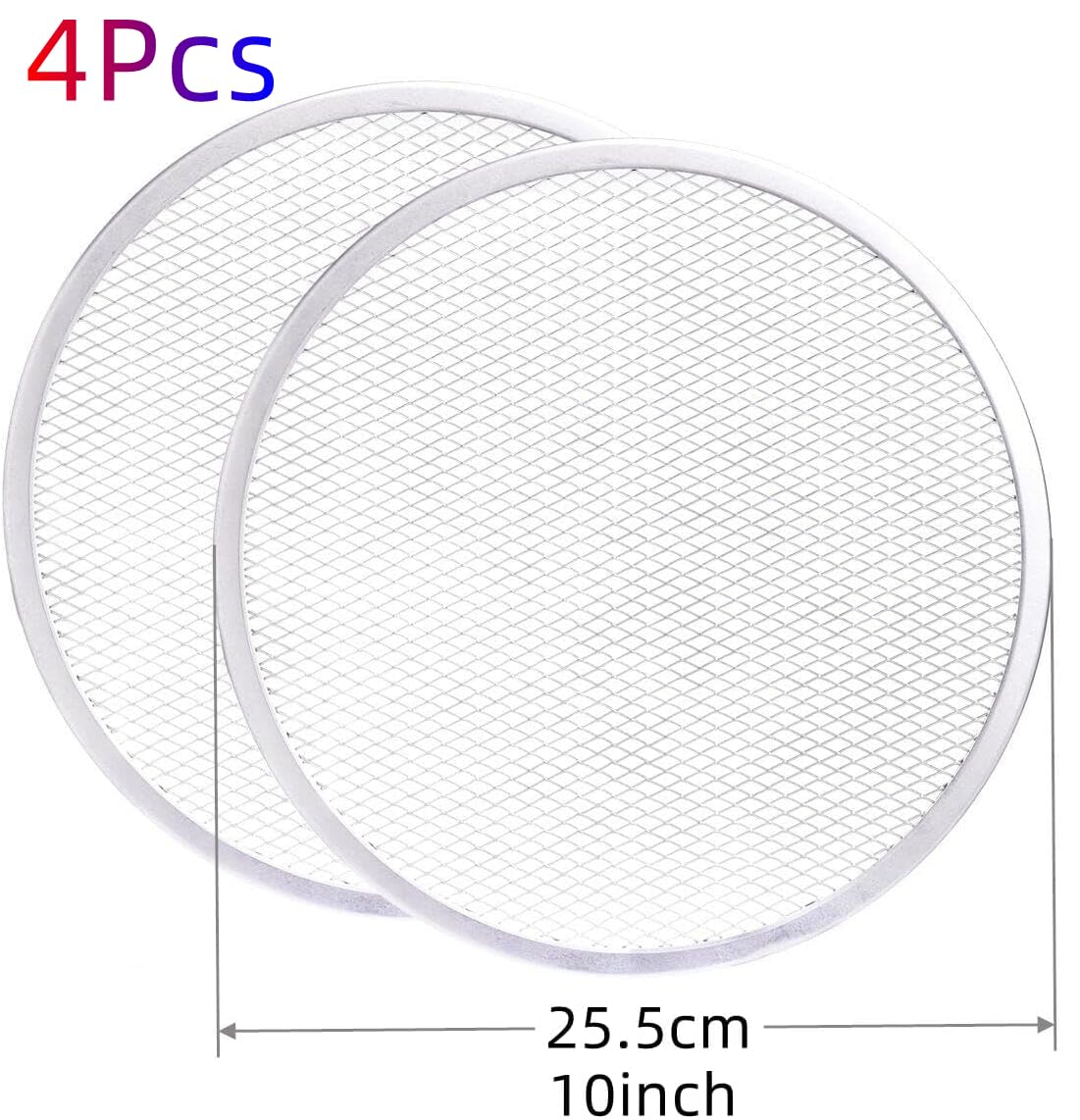 Lot de 4 grilles à pizza en aluminium de 25,4 cm pour four - Antiadhésif - Répartition homogène de la chaleur - Fond croustillant